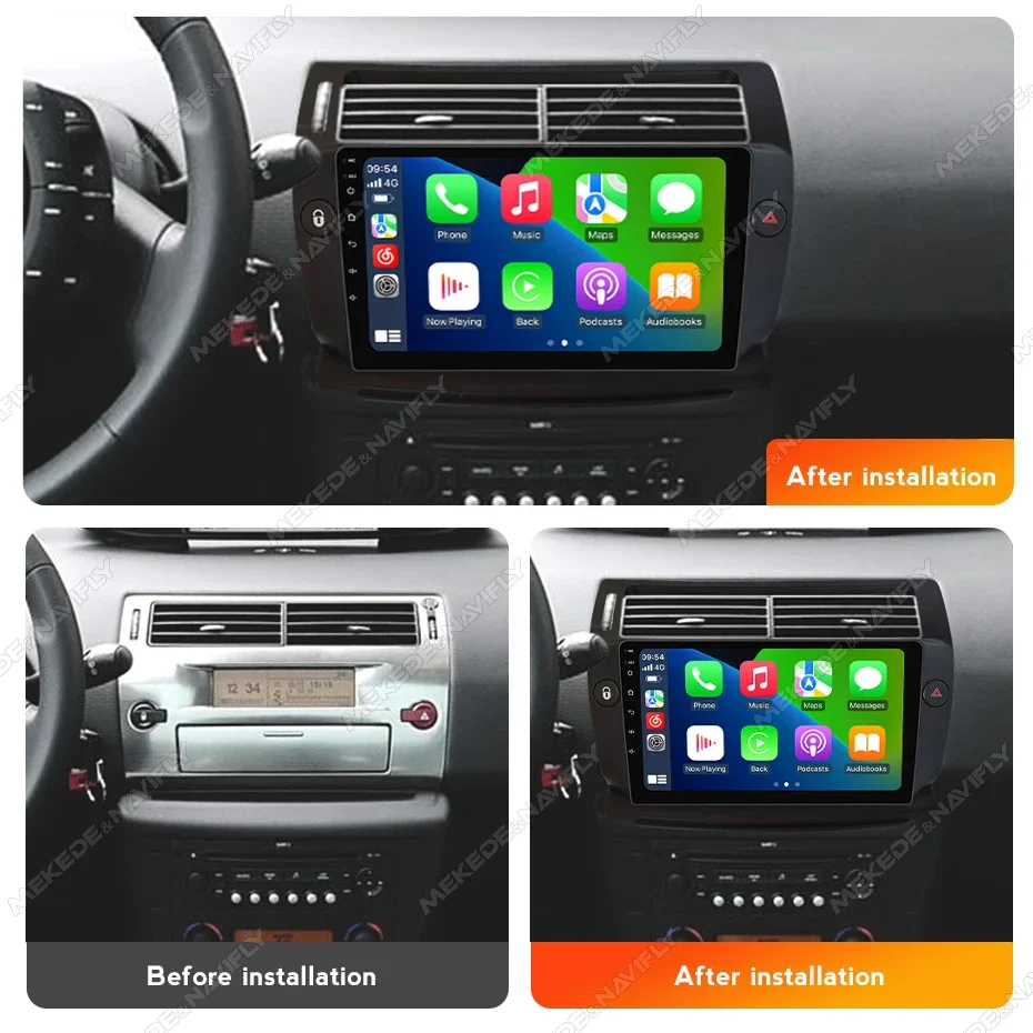 لسيتروين C4 C-Triomphe Quatre 2004 - 2014 أندرويد 14 Carplay راديو السيارة مشغل وسائط متعددة ستيريو واي فاي نظام تحديد المواقع والملاحة HD الشاشة #2