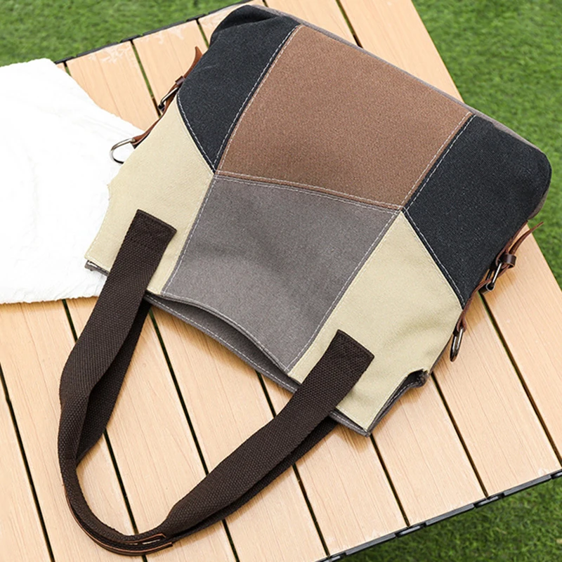 Bolso de hombro de lona para mujer, bandolera de viaje de gran capacidad, Simple y Retro, a la moda, novedad