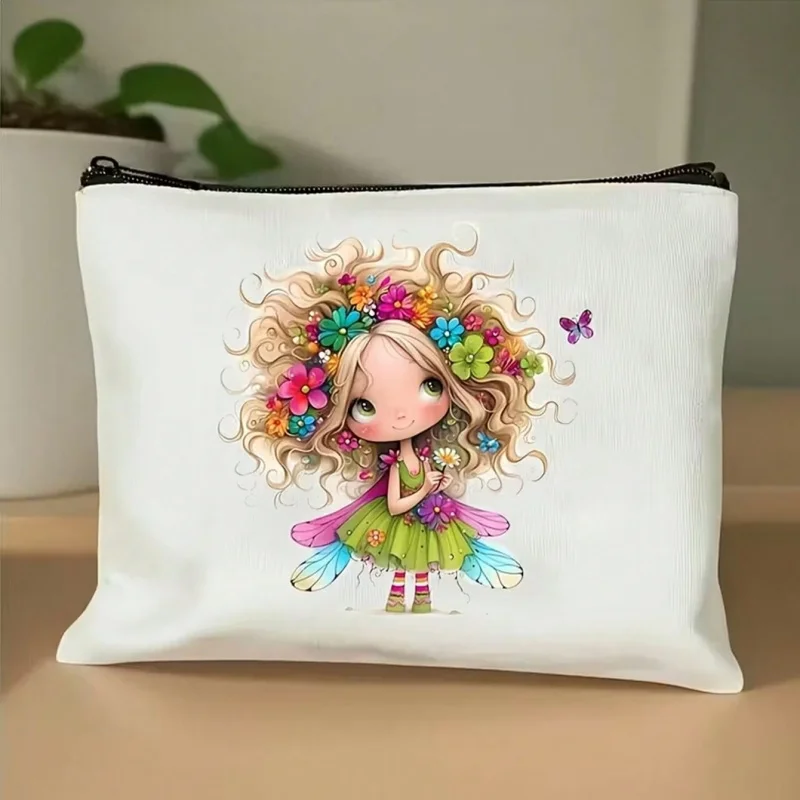 Retro cute girl pattern cosmetic bag handbag toiletry bag pencil case holiday gift cosmetic bag