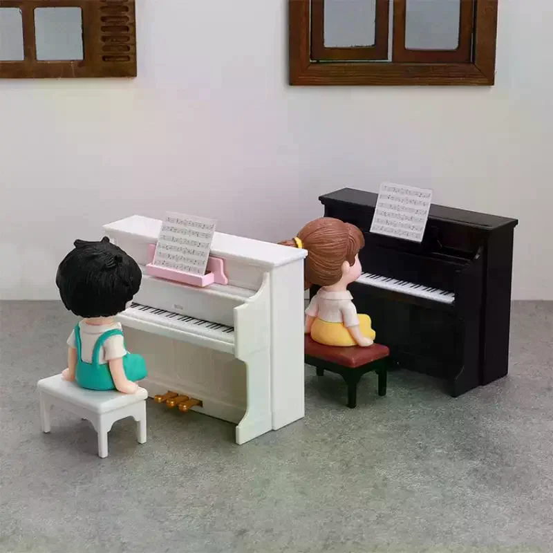 1 Set Dollhouse Miniature Cute Simulated Piano Furniture Model Musical Instruments For Doll House Decor Pretend Play Toys Gift