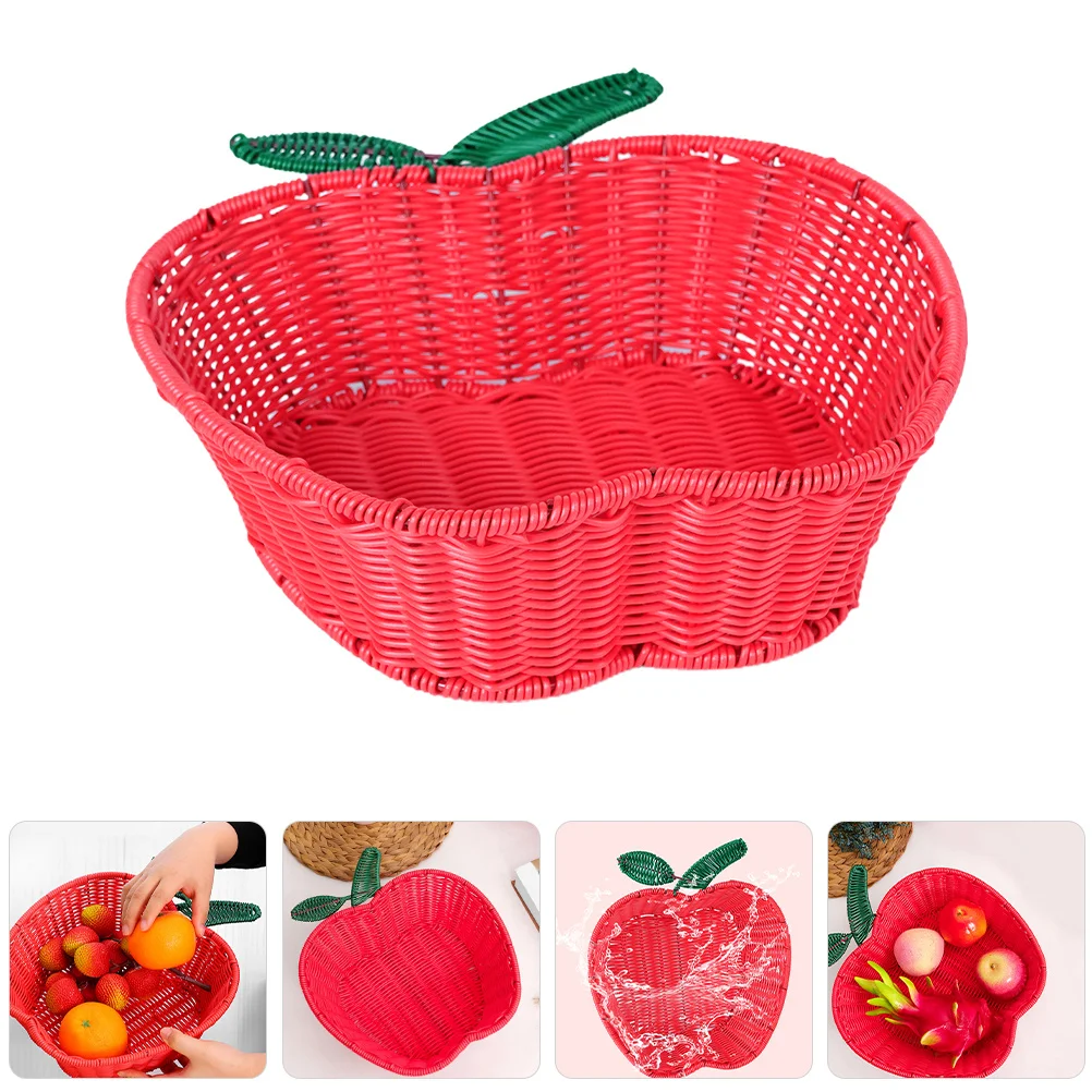 

2pcs Apple Shaped Fruit Basket Multifunctional Plastic Storage Holder For Kitchen Countertop Living Room Bedroom Imitation
