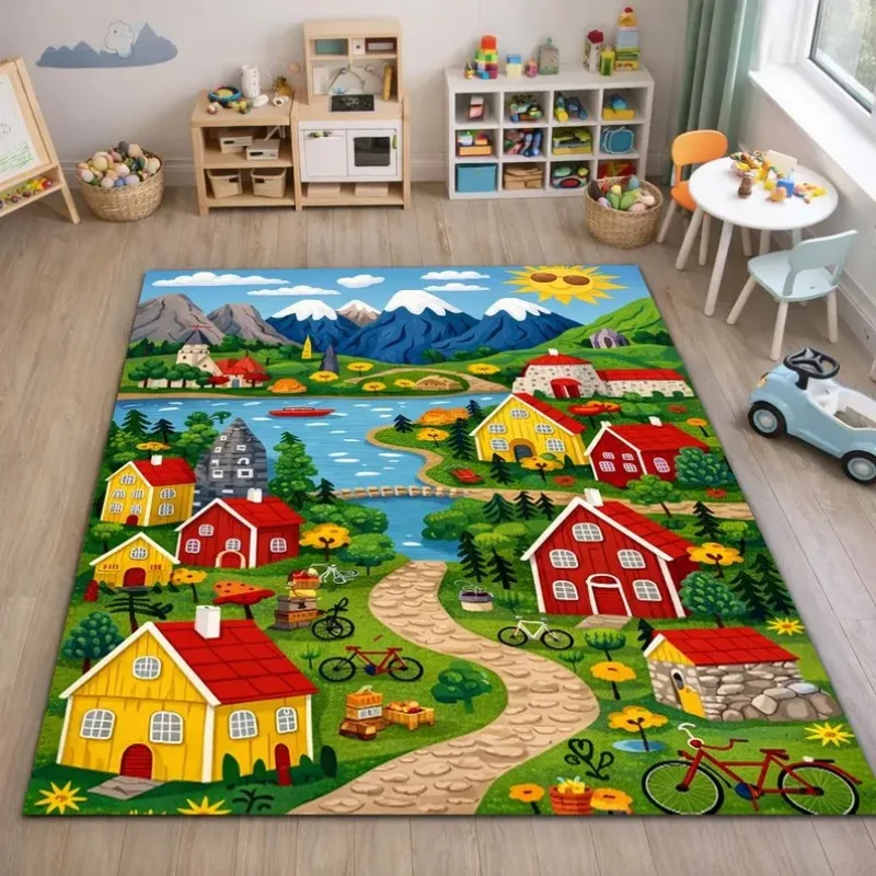 City Traffic Play Mat for Kids Ultra Soft Rug Playroom Floor Carpet Boy girl Bedroom Nursery Living Room Educational Kids Gift