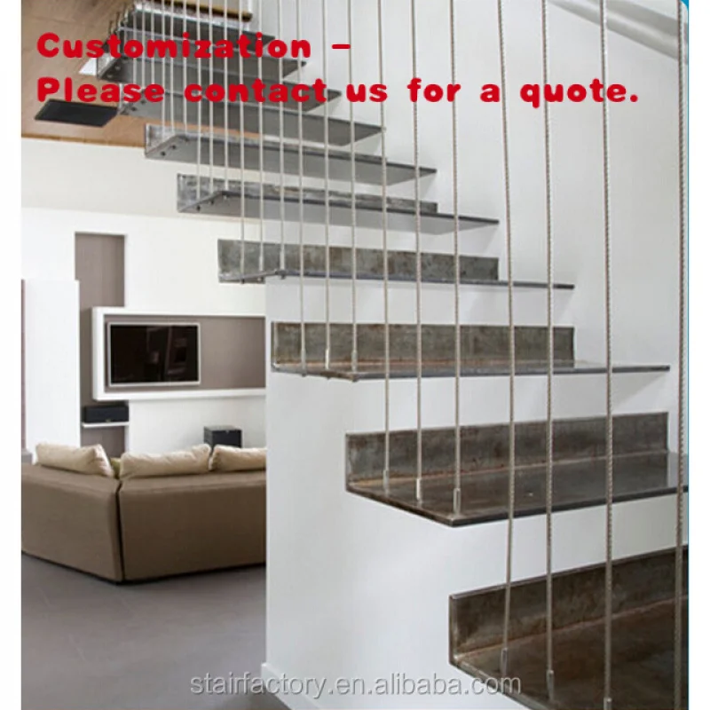 

custom.Modern Staircase, Indoor Stairs,Metal Treads, Floating Staircase,TS-323