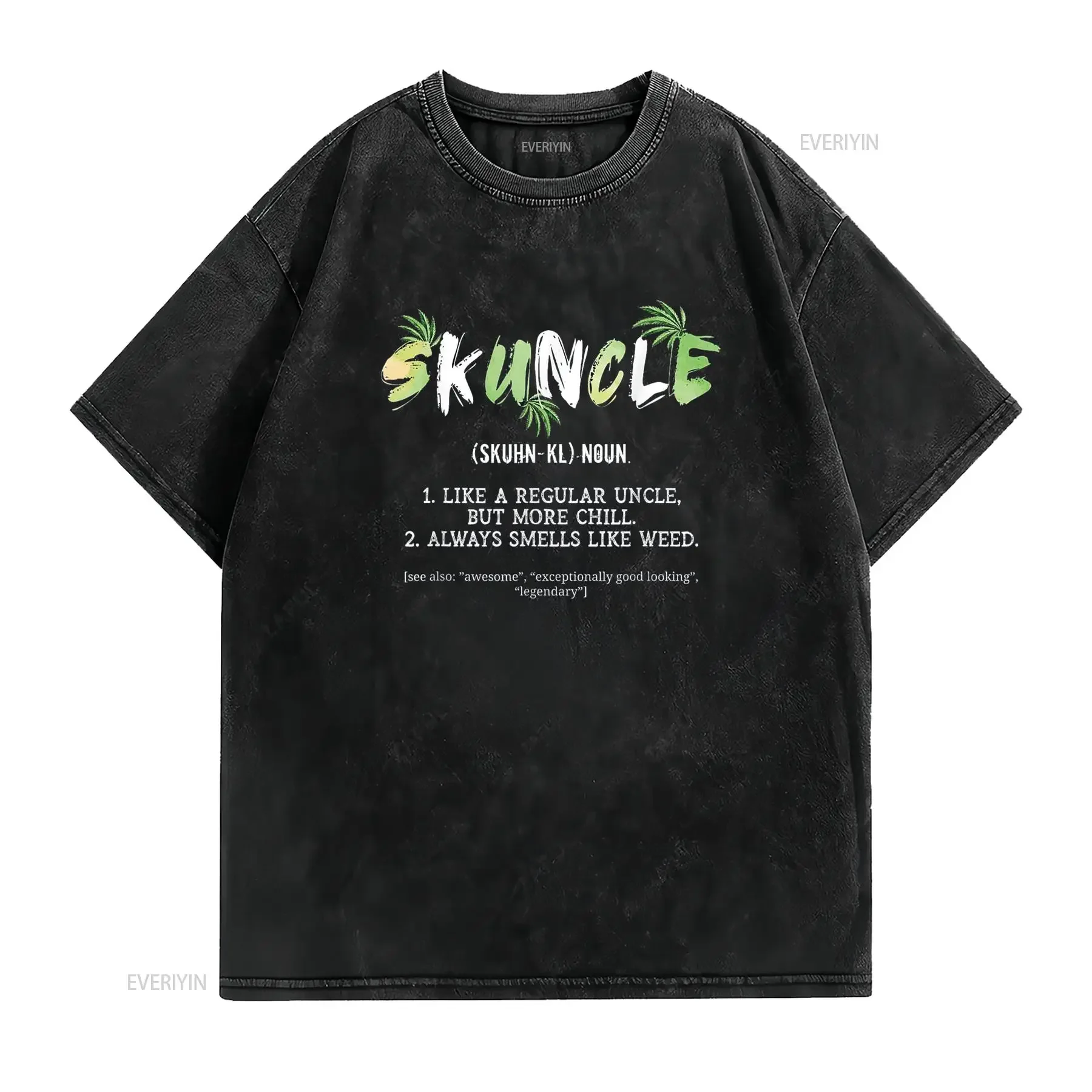 Skuncle Like A Regular Uncle But More Chill Funny T Shirt vintage Washed Soft fashion designer clothes streetwear Breathable