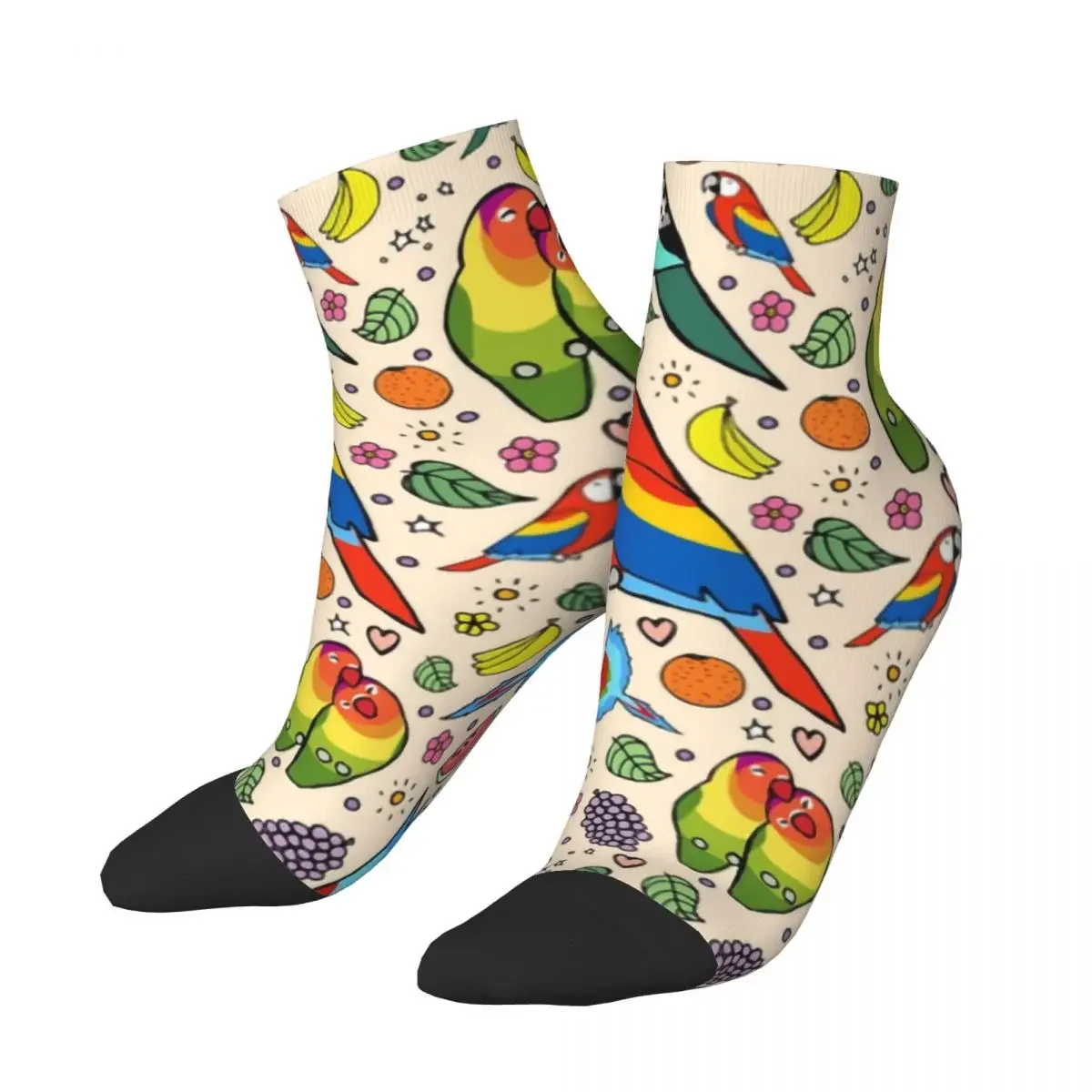 Funny Parrots Men Women Crew Socks Unisex Cute 3D Printed Budgie Cockatiel Bird Dress Socks