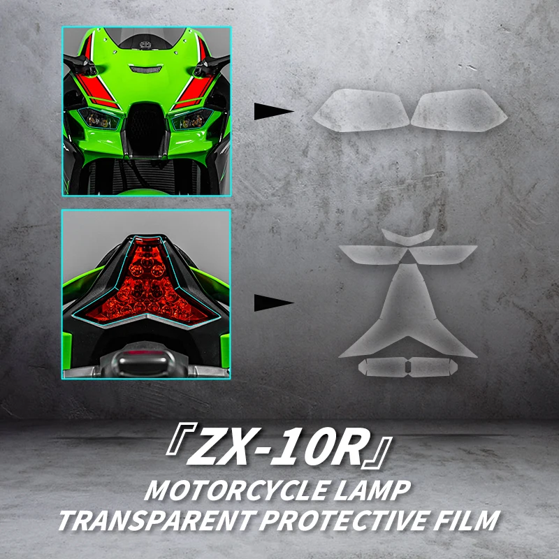 

Used For KAWASAKI ZX10R Motorcycle headlight and taillight Transparent protective film kits of bike accessories lamp refit decal