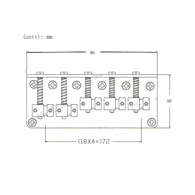 Schwarzer Eisen-Bassgitarrensteg für 5-Saiten-Bass, Musikinstrumentenzubehör und -teile – Detail 3