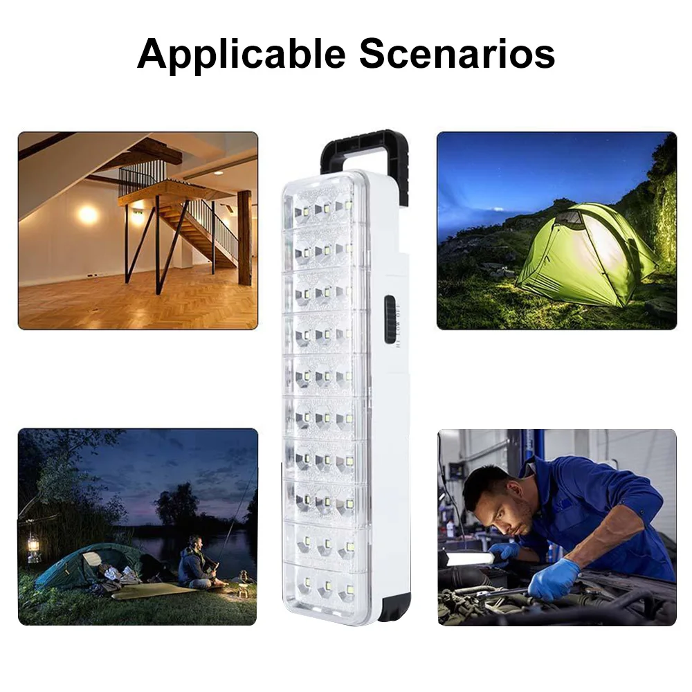 30 LED Multi-function Emergency Light Rechargable LED Safety Lamp Super Bright Flashlight 2 Mode for Home Camp Outdoor EU Plug