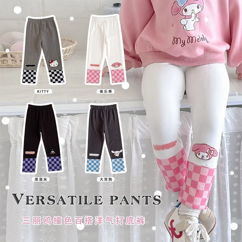 

2024 Sanrio Kawaii Kuromi My Melody Anime Pants Girl Heart Cute Cartoon Cinnamoroll Autumn Winter Leggings Tide Gift for Kids