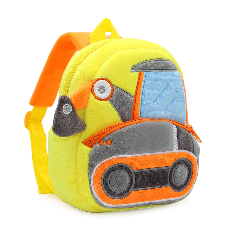 Boys Backpack Cute Excavator Children Plush Backpack Kindergarten School Bag