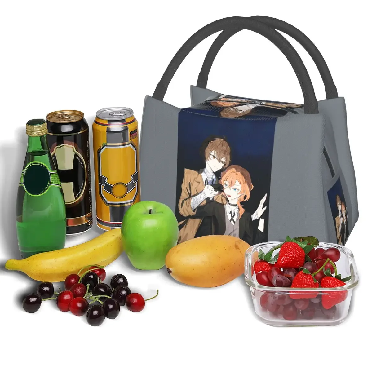 بونغو الضالة الكلاب وان أنيمي دازاي و Chuuya أكياس الغداء معزول بينتو صندوق قابلة لإعادة الاستخدام حقيبة الغداء نزهة أكياس برودة حقيبة حرارية