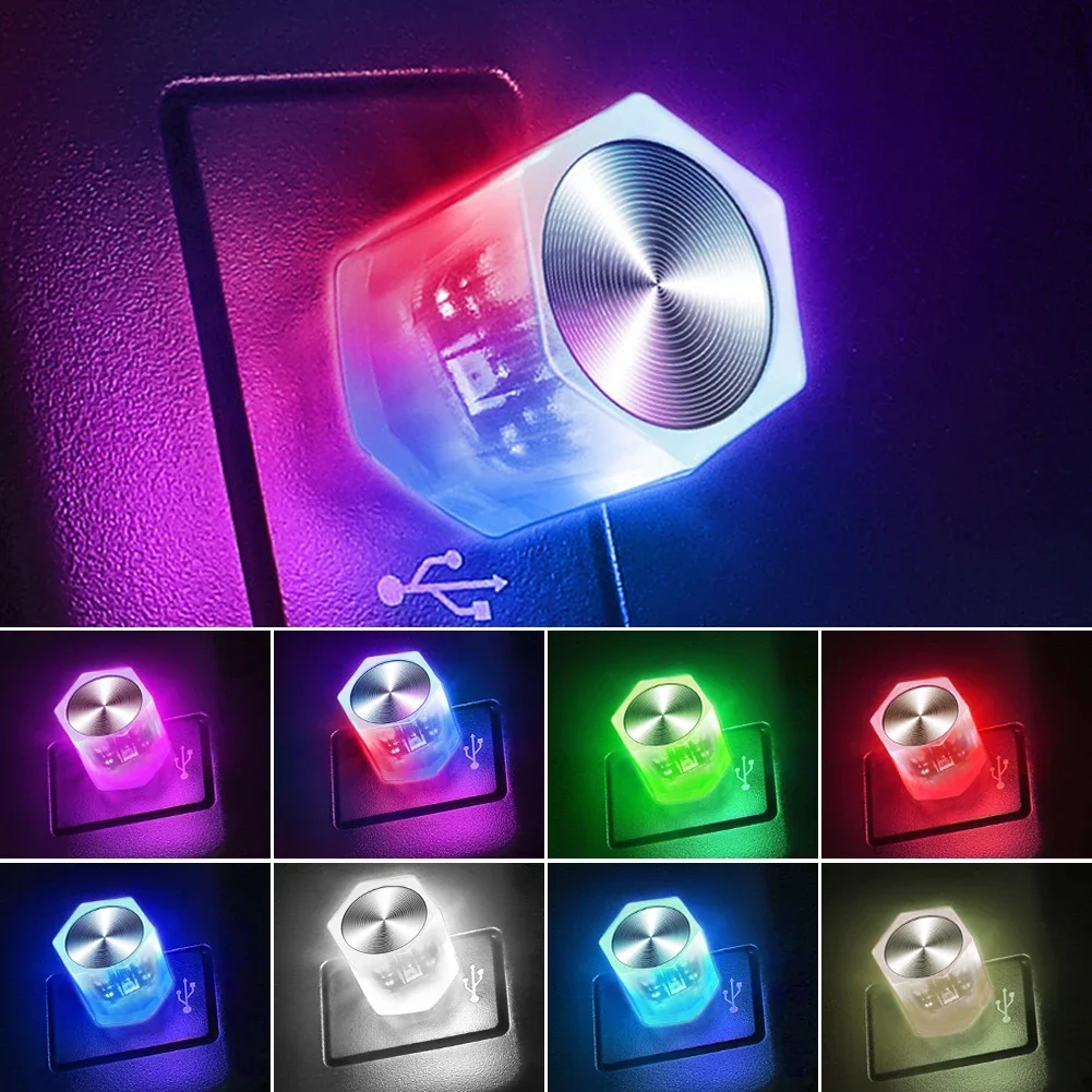 Car Mini USB LED Ambient Light Decorative Atmosphere Lamps for Interior Environment Auto PC Computer Portable Light Plug Play