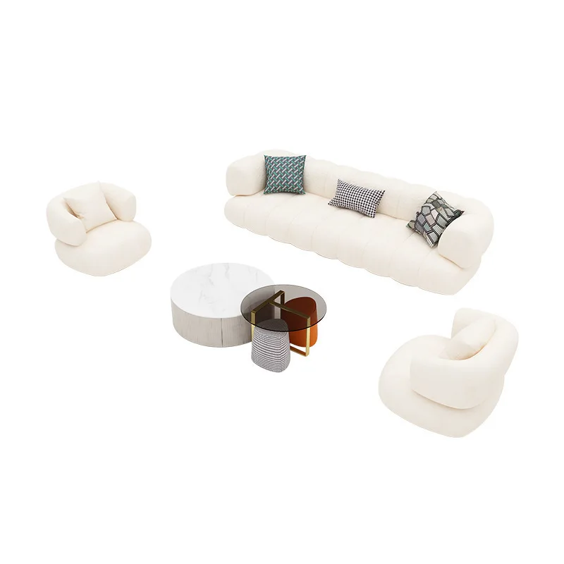 

Lamb wool sofa Fabric living room Office reception combination Lazy sofa