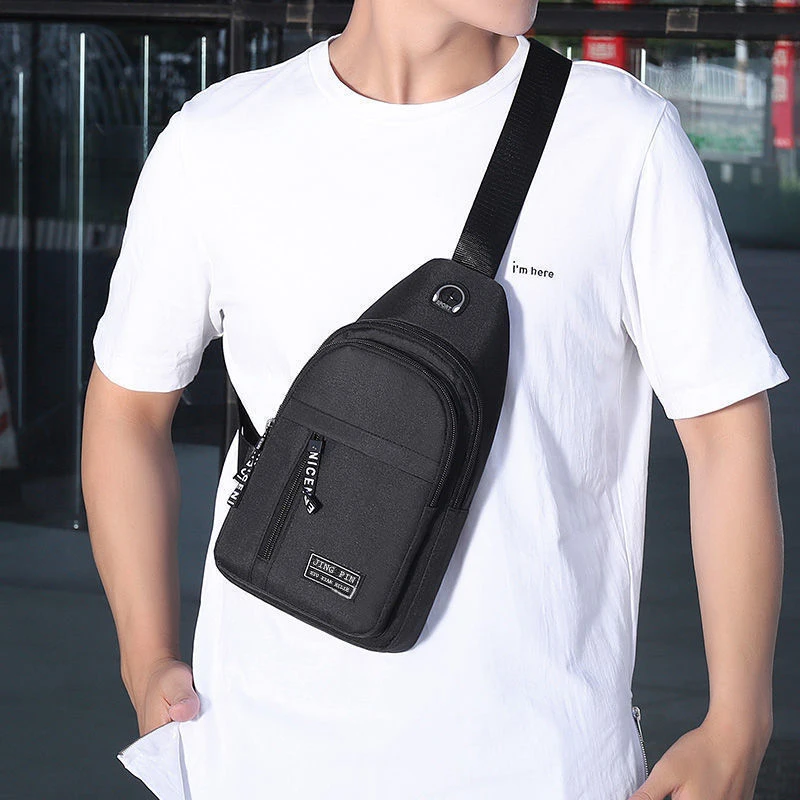 2024 New Multifunctional Chest Bag Men\'s Fashion Trend Oxford Cloth Shoulder Bag Korean Style Casual Waterproof Messenger Bag