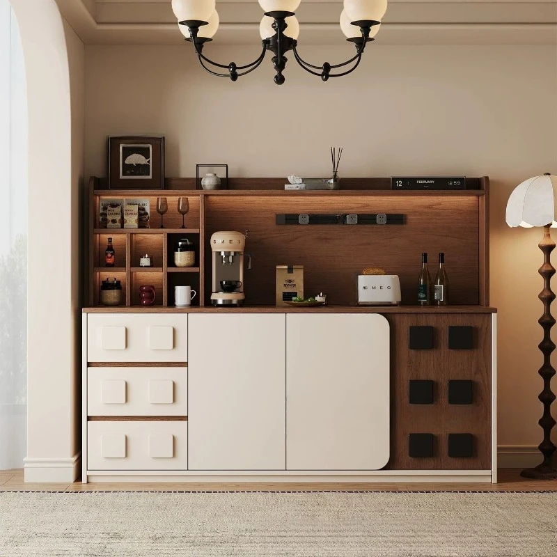New solid wood Italian light luxury dining side cabinet integrated multi-functional locker against the wall, living room storage
