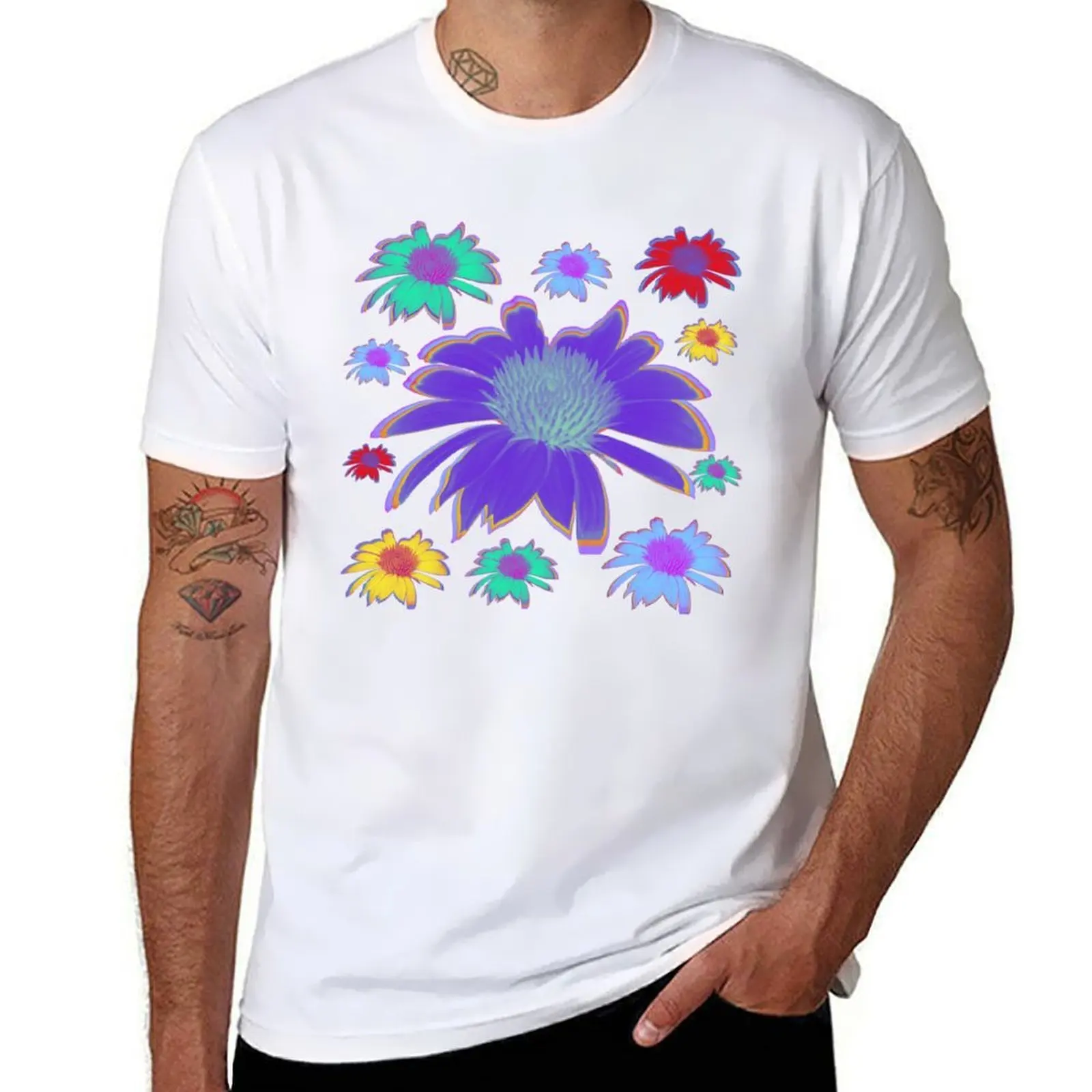 Retro Flower Power T-Shirt Plus Size Simple Casual Top