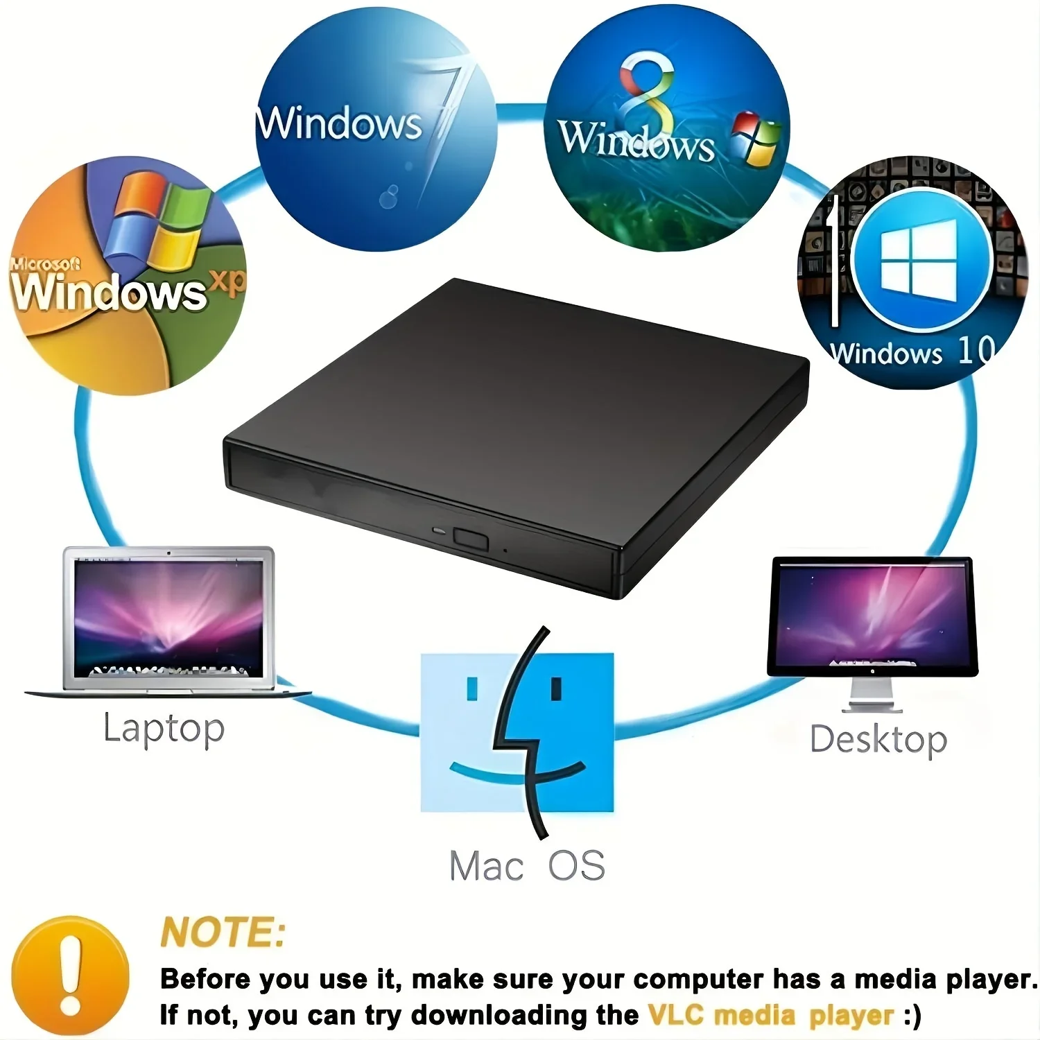 External CD DVD Drive, USB 2.0 Slim Portable External CD-RW Drive DVD-RW Burner Writer Player