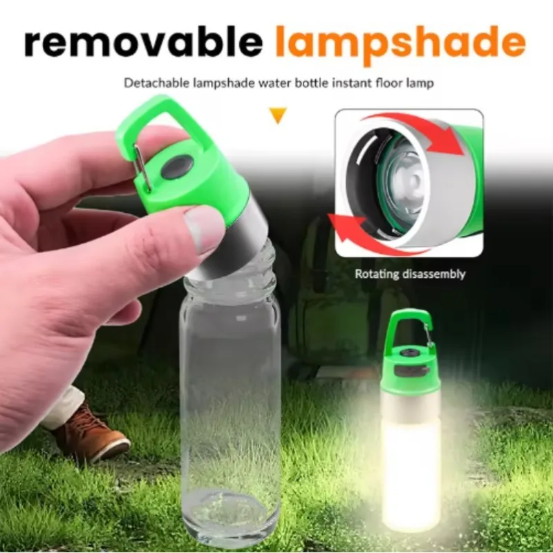Portable RGB LED Camping Lantern Water Bottle Light 7 Color Modes for Hangable Rechargeable Waterproof for Tent Garden Party