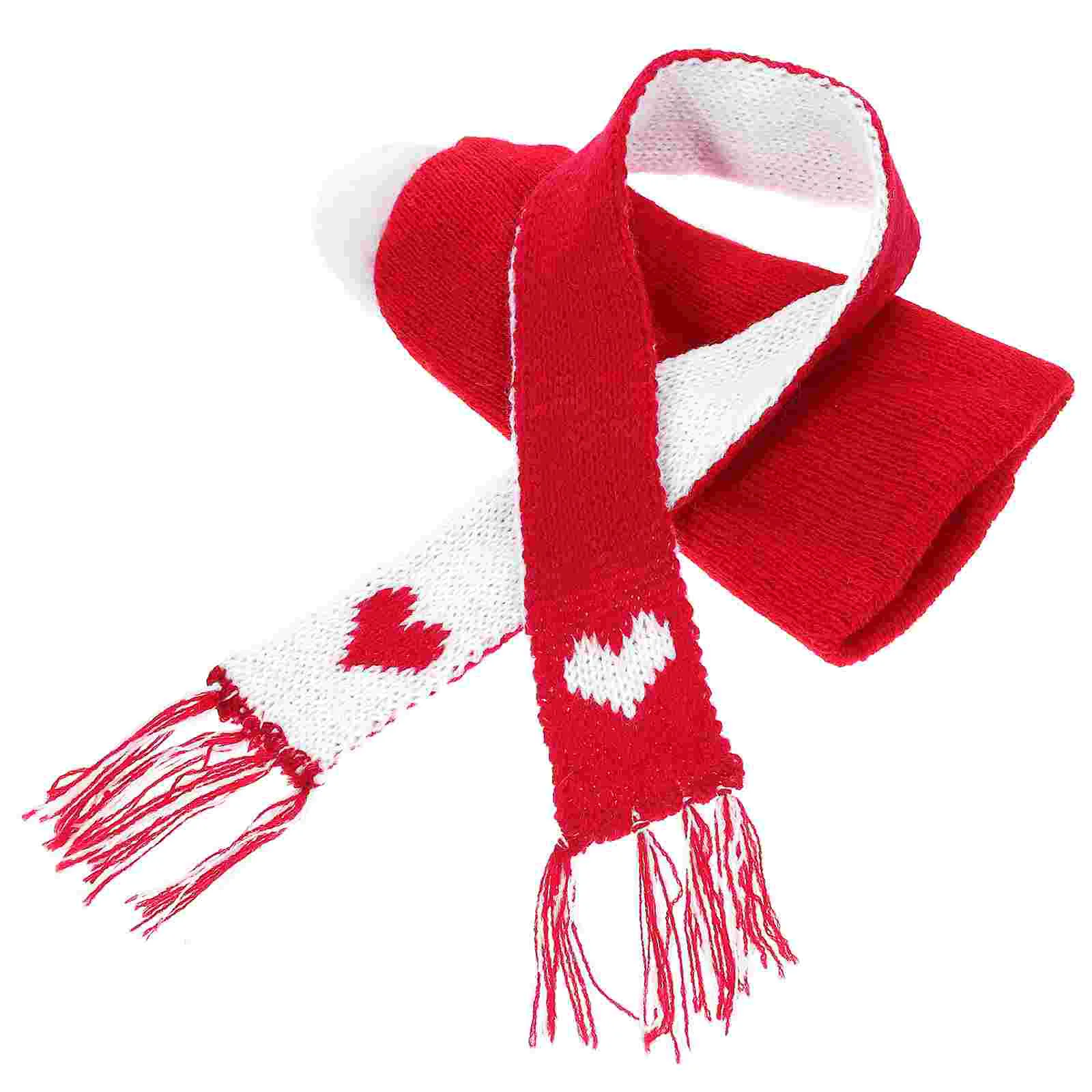 Scarf 20cm Sweater Hat Christmas Mini Snowman (red + Love Scarf) (20cm) 2pcs Decorative Knitted and Hats