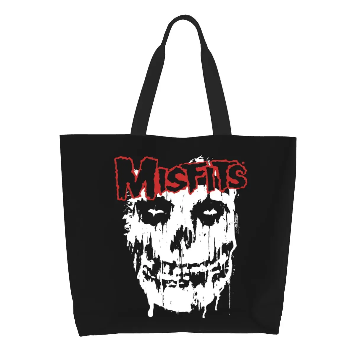 Funny Printing Misfits Rock Punk Shopping Tote Bags Portable Canvas Shoulder Shopper Skull Handbag