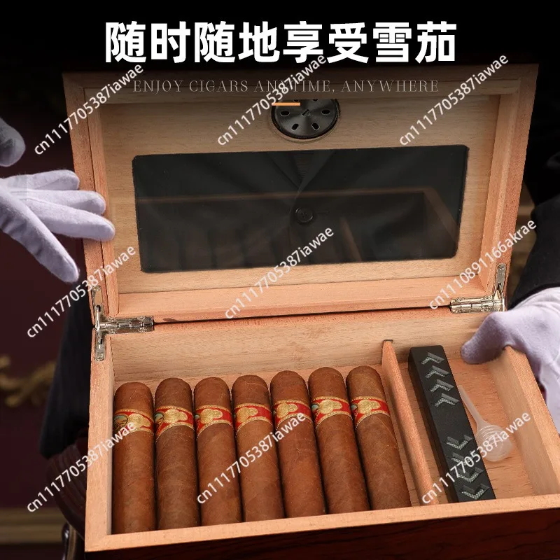 Cigars Cuban Sealed Moisture-proof Insect-proof Large Capacity 20-Pack Cedar Wood Alcoholized Eggplant Box