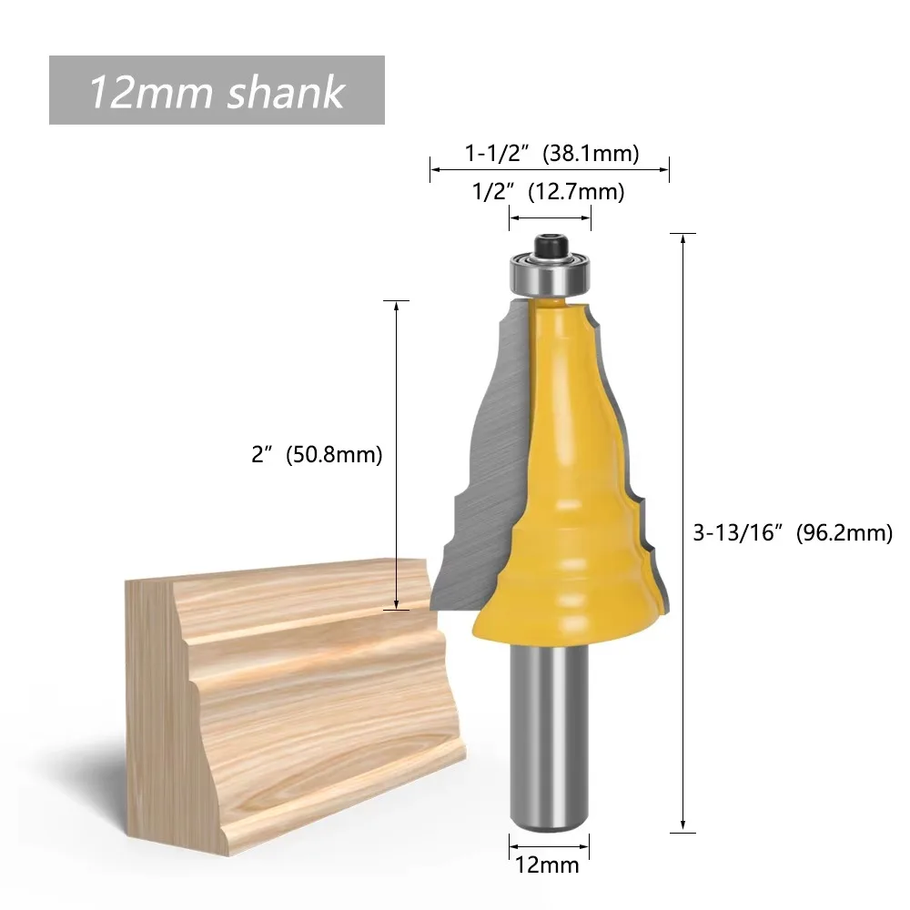 1PC 12MM 1/2 Shank Gong Cutter Armrest Door Window Casing Router Bit Line Milling Cutter for Wood Woodworking Tool Mill Cutter