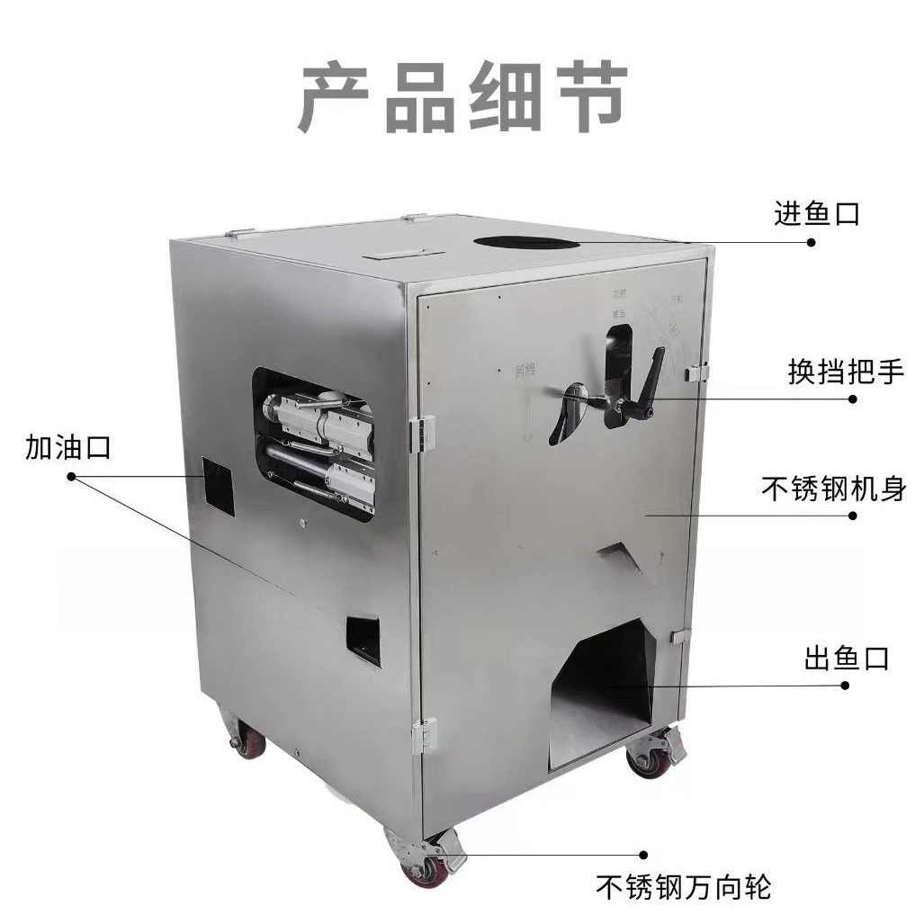 Vertical fish killing machine, scale removal and belly opening machine
