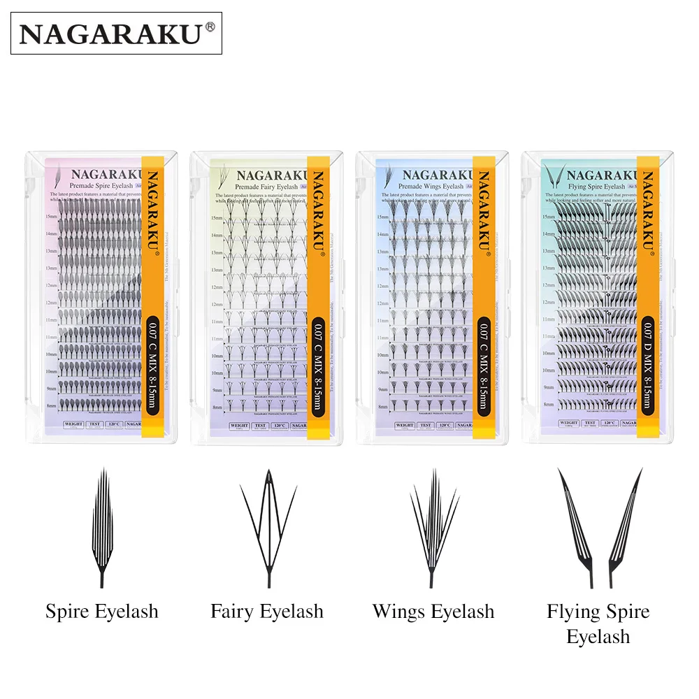 NAGARAKU Premade Spire Fairy Wings Flying Eyelash Anime Effect Soft Plume Fluttering Eyelash Extensions Comic