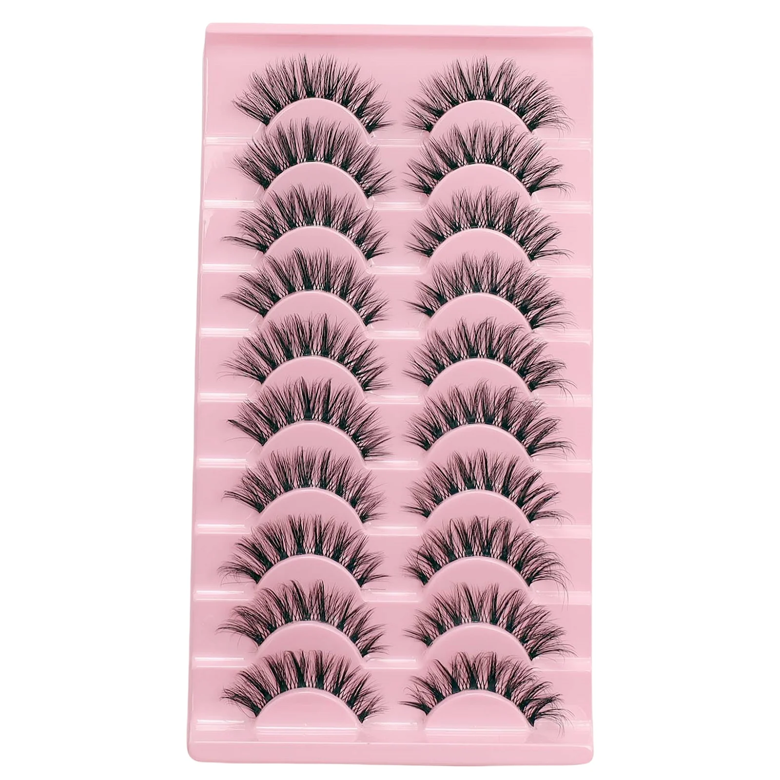 10 Paar künstliche Wimpern im europäischen und amerikanischen Stil, einteiliges würziges Mädchen, dicke dreidimensionale gekräuselte transparente Stiele