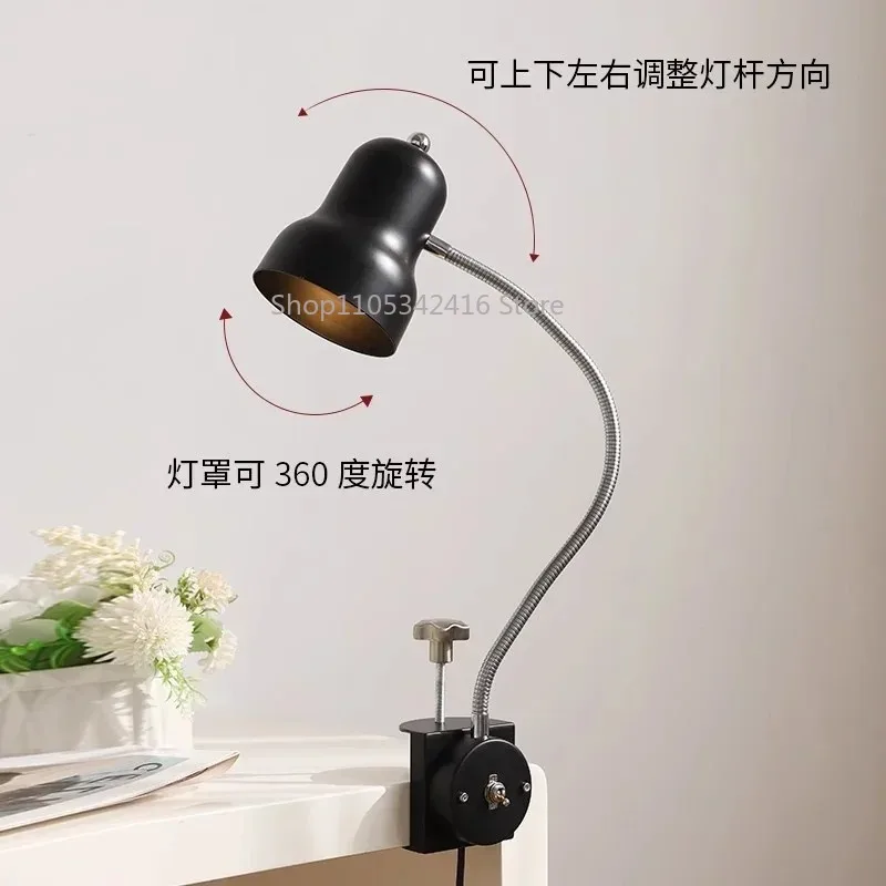Industrial Retro Clip Table Lamp, Adjustable Universal Reading Lamp with Creative Design for Bedside, Desk & Work