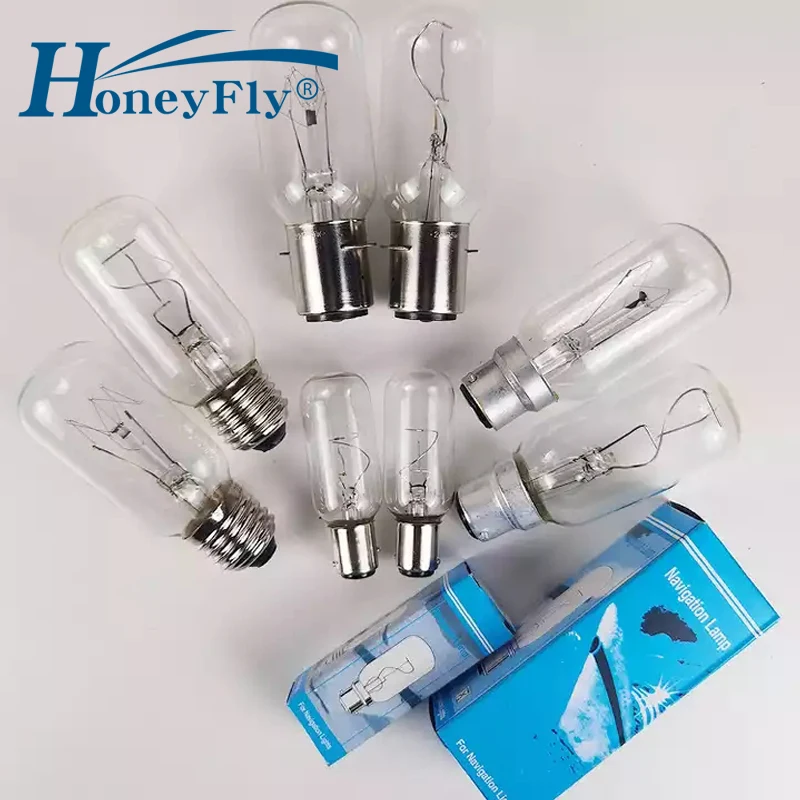 

HoneyFly 5pcs P28S E27 B22 BA15D BAY15D Marine Lamp Bulb 12V 24V 220V 65W 25W 40W T38 Navigation Lighting