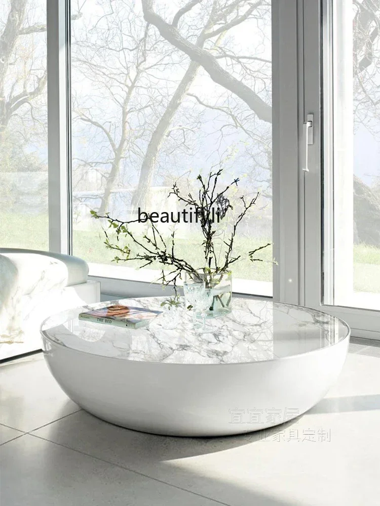 

yj5 Style Italian Style Stone Plate Coffee Table Simple Modern Large Apartment Designer Light Luxury round Home Tea Tab