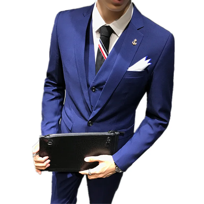 

Groom Male Wedding Dance Dress Slim Fit Tuxedo Men Formal Business Suit 3 Pieces set jacket coat Trousers pants Vest waistcoat