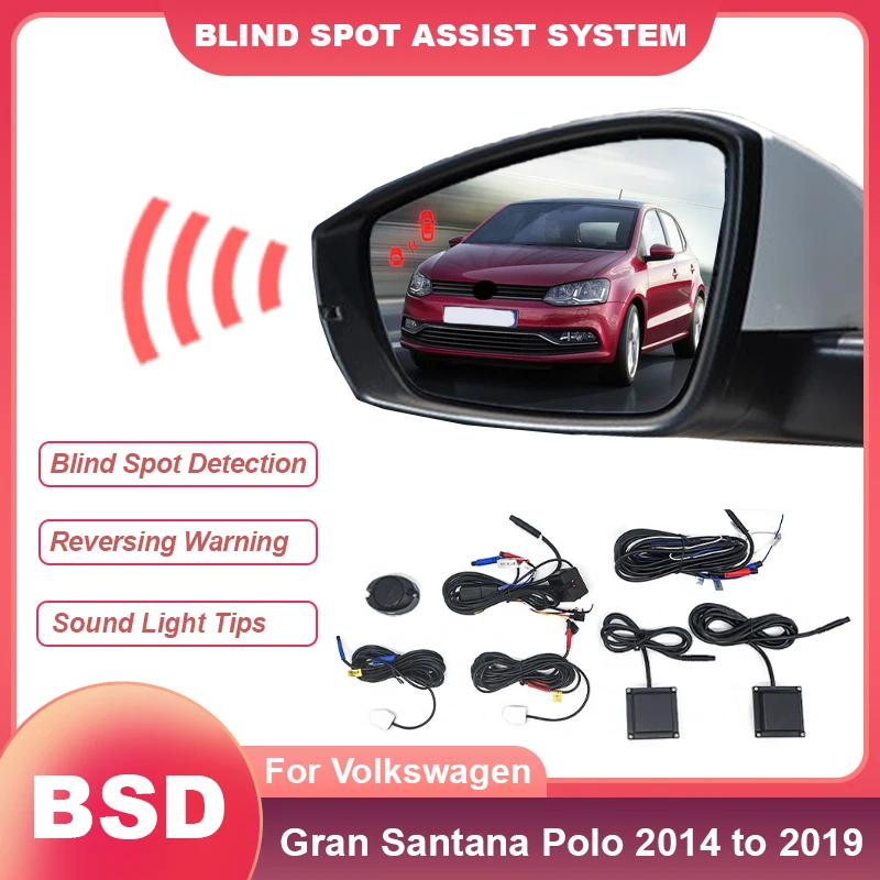 Car BSD BSM BSA Blind Area Spot Warning Mirror System Heating lens For Volkswagen Gran Santana 2015 to 2019 Polo 2014 to 2018