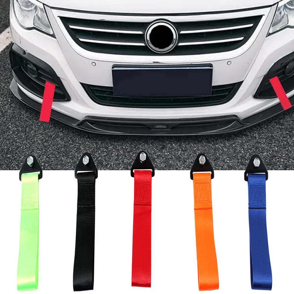 Car Tow Strap Racing Towing Hook Sports Set Nylon Trailer Rope High Strength 2T For Auto Front Rear Bumper Styling Accessories