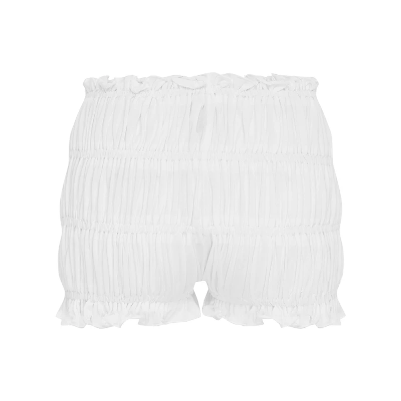 Mulheres Kawaii Ruffles Shorts, 3D arco, guarnição de alface, cintura elástica, Bloomers em camadas, chalé, pettipants retrô estética, Y2K