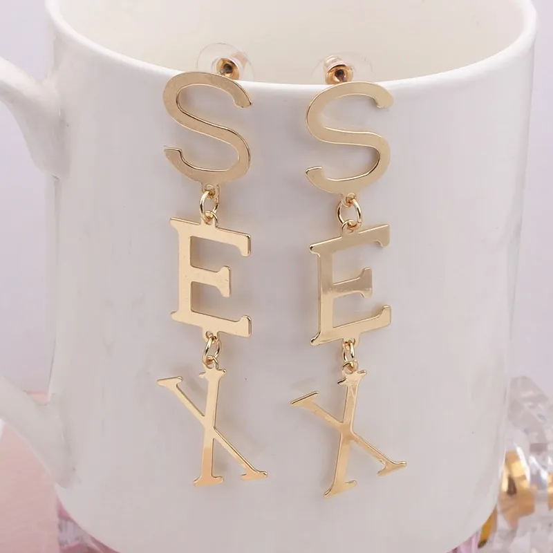 Pendientes Vintage con letras de Metal para mujer, aretes colgantes, estilo Punk, alfabeto inglés, joyería de moda, regalo