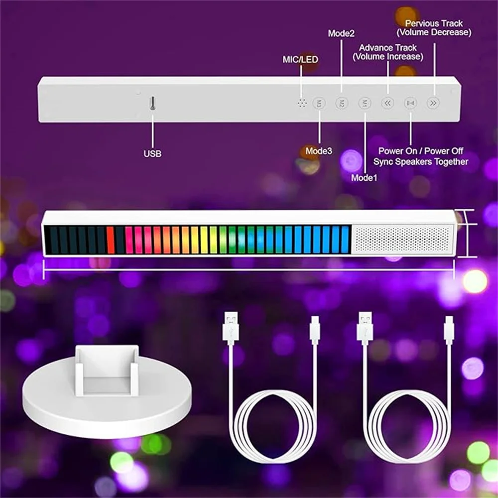 Creative Music Voice-activated Pickup, Rhythm Lamp, 32-bit Smart Atmosphere Lamp Strip, Home Bedroom Gaming Room Decorative Lamp