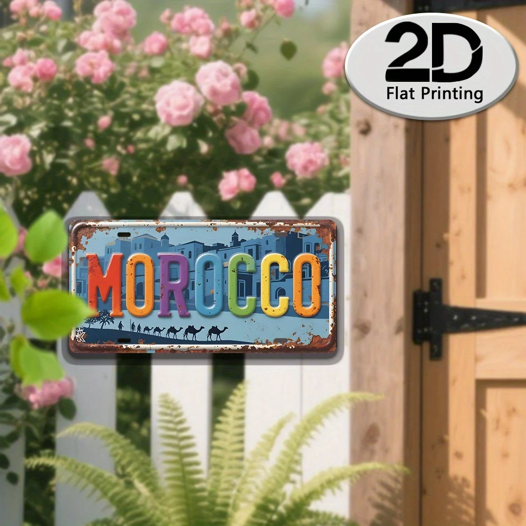 AL Morocco Camel License Plate Sign - Vintage Durable Metal Plaque Wall Decor, Home Office Bar Man Cave Wall Art
