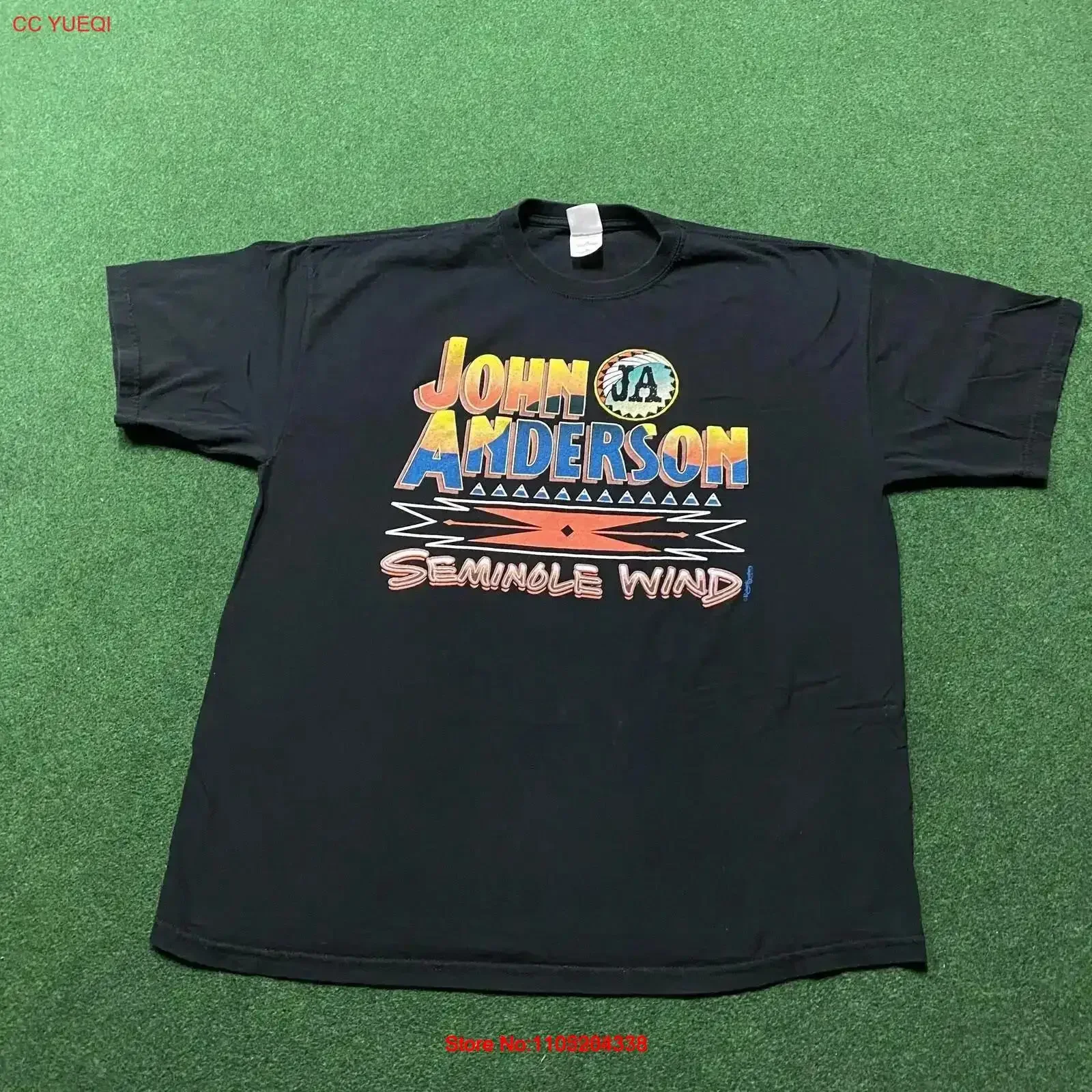 تي شيرت كلاسيكي لفرقة جون أندرسون للرجال مقاس XL جولة موسيقى الريف الأسود مغسول قليلاً وأنيق وجيد التهوية ومغسول #1