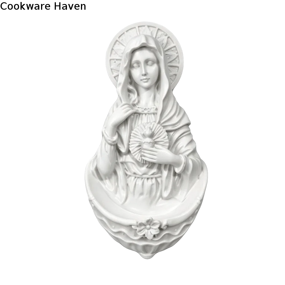 Decorative Mother Virgin Mary Figurine Wall-mounted Religious Prayer Rosary Holder Storage Rack Nordic Style