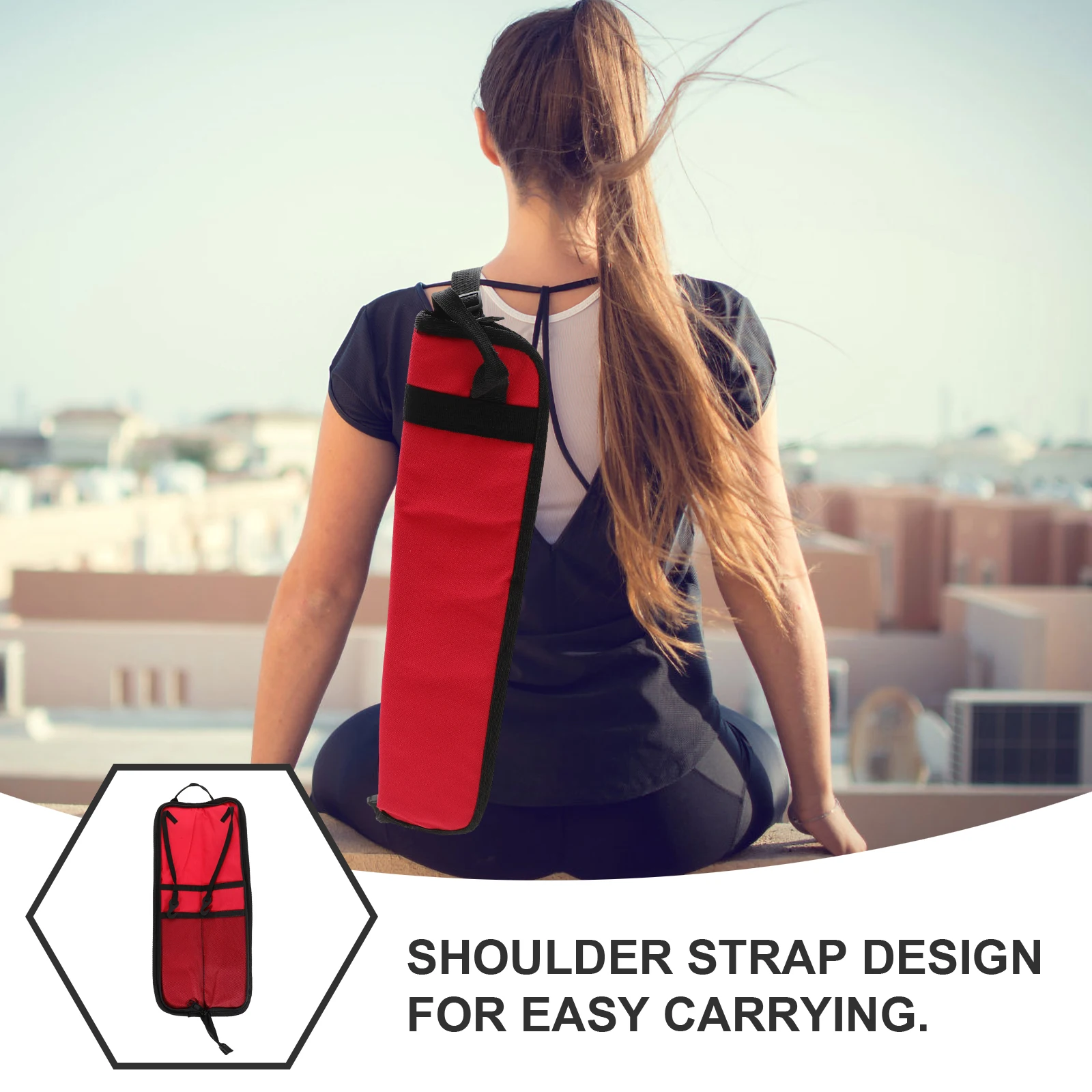 

4 Pairs Drumstick Bag Thickened Oxford Cloth Carrier Hand Shoulder Carry Drum Mallet Storage Case for Drum Set