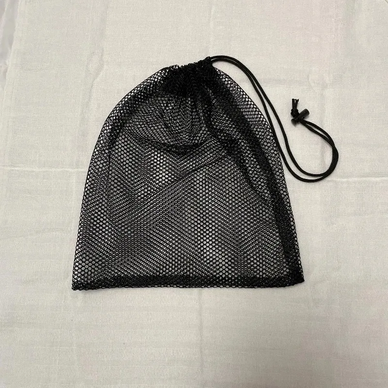 1 Pcs Black Durable Nylon Mesh Drawstring Bag Storage Pouch Multi Purpose Home Travel Outdoor Activity Laundry Bag Stuff Sack