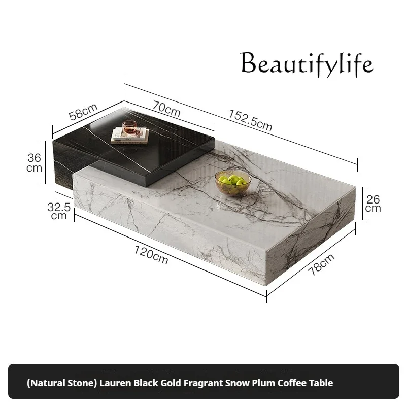 C Luxury Marble Coffee Table, Modern Spacious Living Room Design,Easy-Clean&Creative Designer Style, Premium Stone For Villa