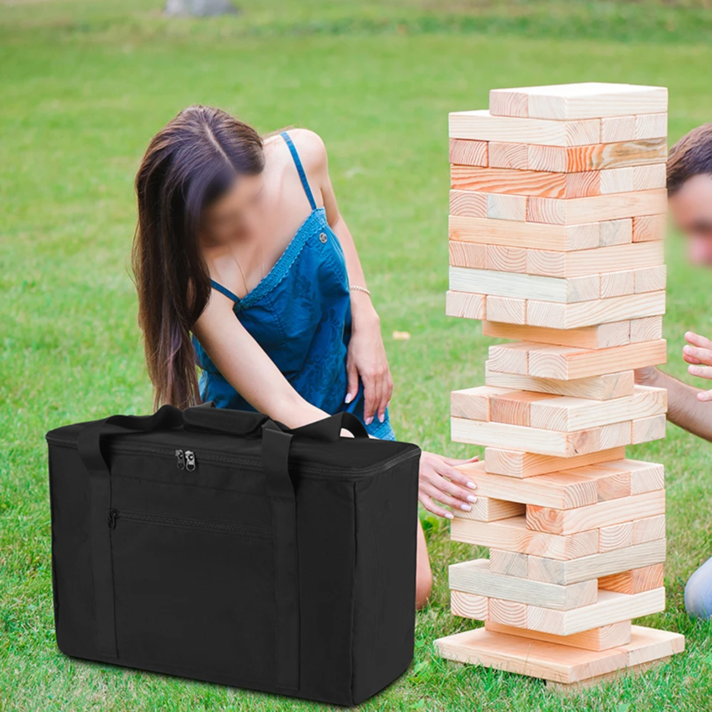 대형 텀블링 팀버 캐리 케이스 56개용 목재 블록 정리용 가방 방수 나일론 및 외부 액세서리 포켓 포함