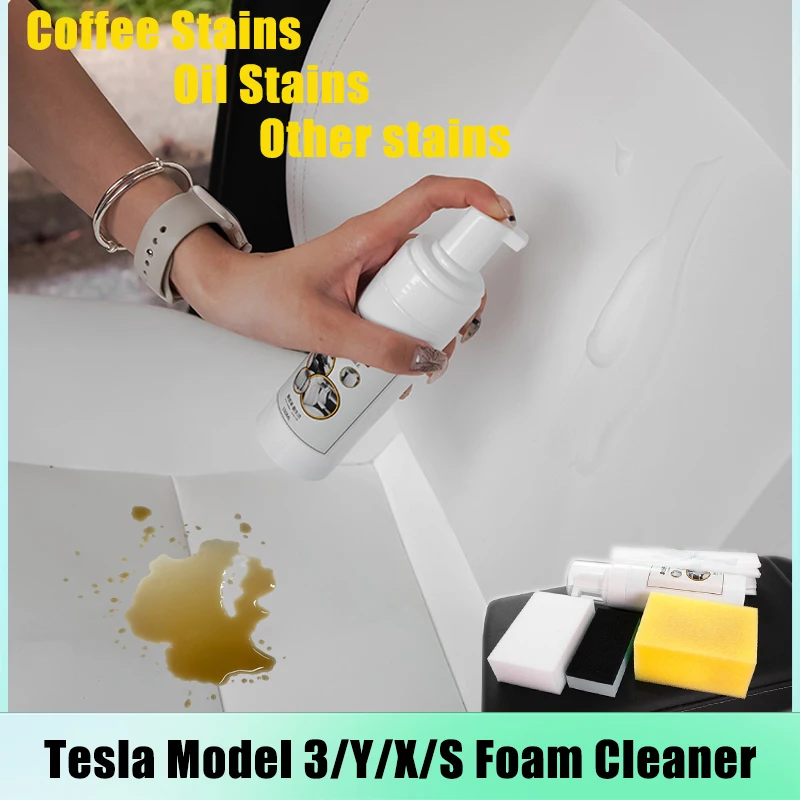 ModelY 150ml Multi-Purpose Foam Cleaner 2023 Tesla Model3 Seat Leather Surface Automotive Interior Wash Maintenance Spray ModelS