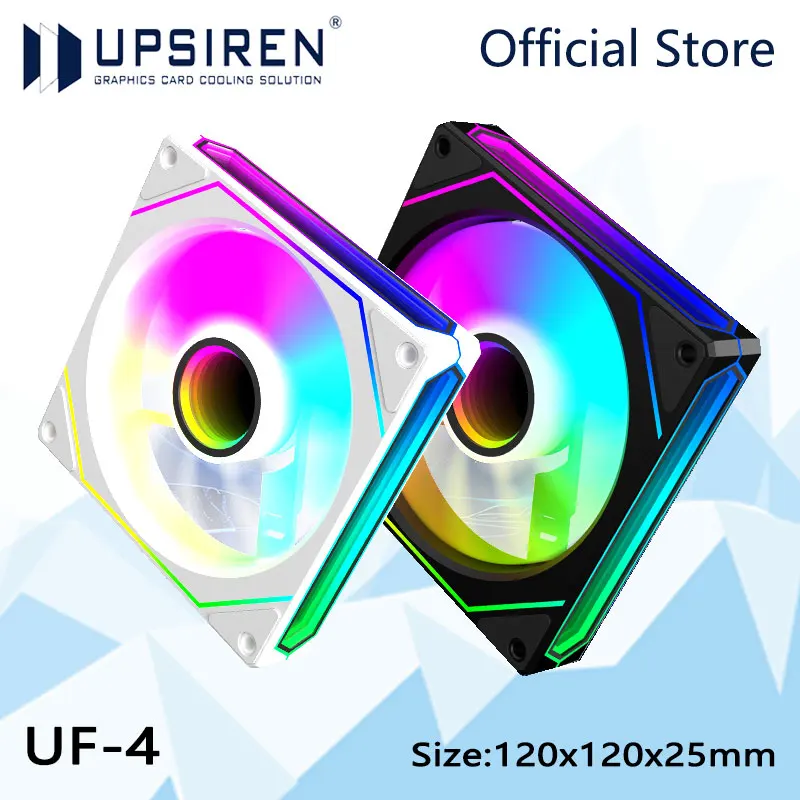 UPSIREN UF-4 12CM Computer Chassis Fan,Infinite Prism ARGB Fan/3 Mirror Surfaces/4 Pin PWM/3PIN ARGB Quiet Cooling Fan