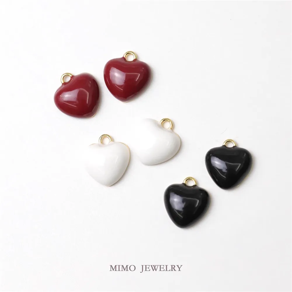 

1PCS 12x11mm DIY Handmade Accessory Made of Copper-plated Real Gold Polished Three-color Oil-dropped Peach Heart Heart Pendant