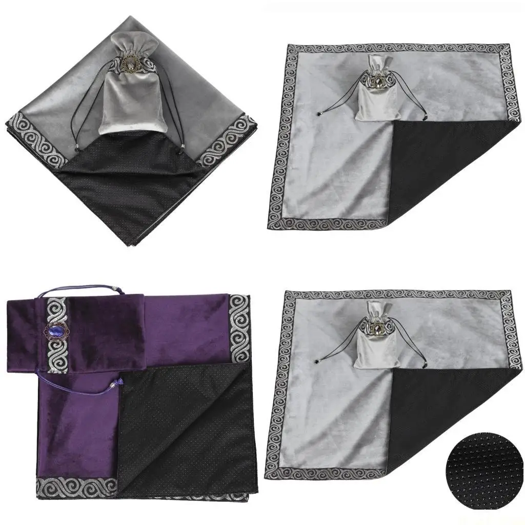 

M5TC Card Pad Runes Flannel Astrolabe Altar Board Game Tablecloth with Bag