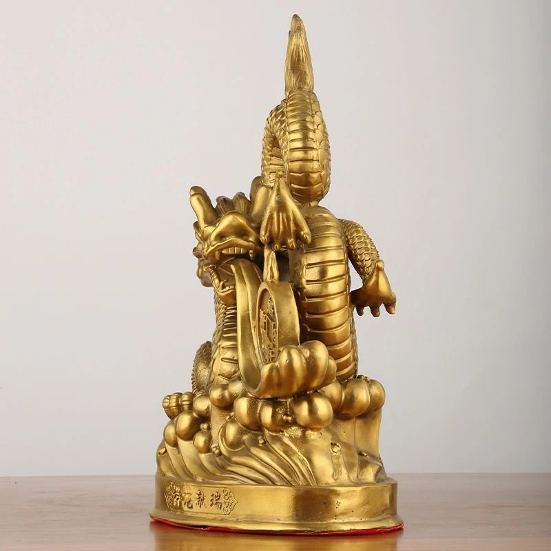 Copper , Golden , Zodiac , Green , Han , Home Decoration, Auspicious Dragon Ornament For